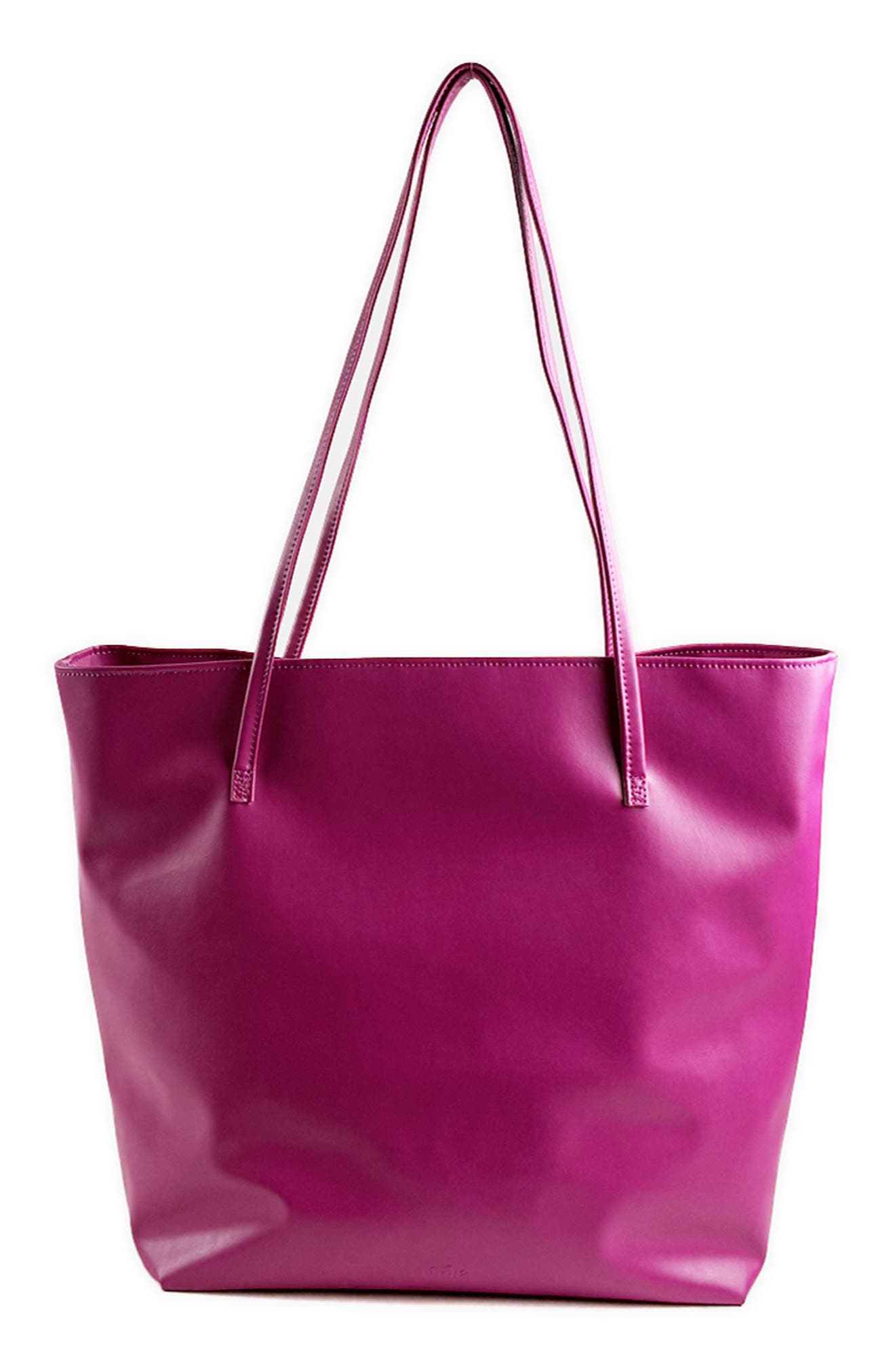 Mela Vegan Leather Tote Bag, Main, color, Raspberry