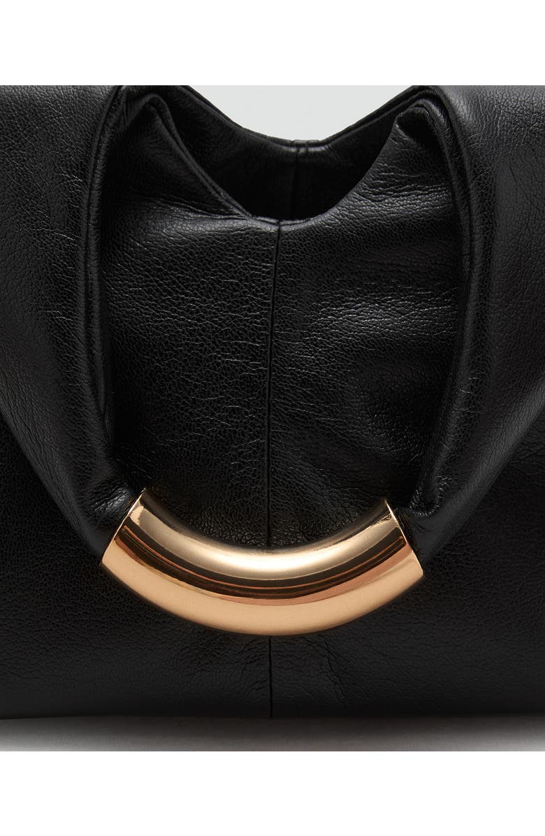 MANGO Faux Leather Top Handle Bag, Alternate, color, Black