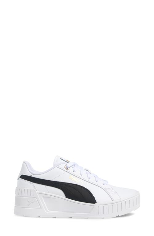 Puma Karmen Wedge Sneaker In  White- Black-gold