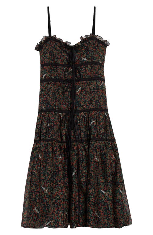 MERUERT TOLEGEN MERUERT TOLEGEN FLORAL TIERED CHIFFON MIDI DRESS