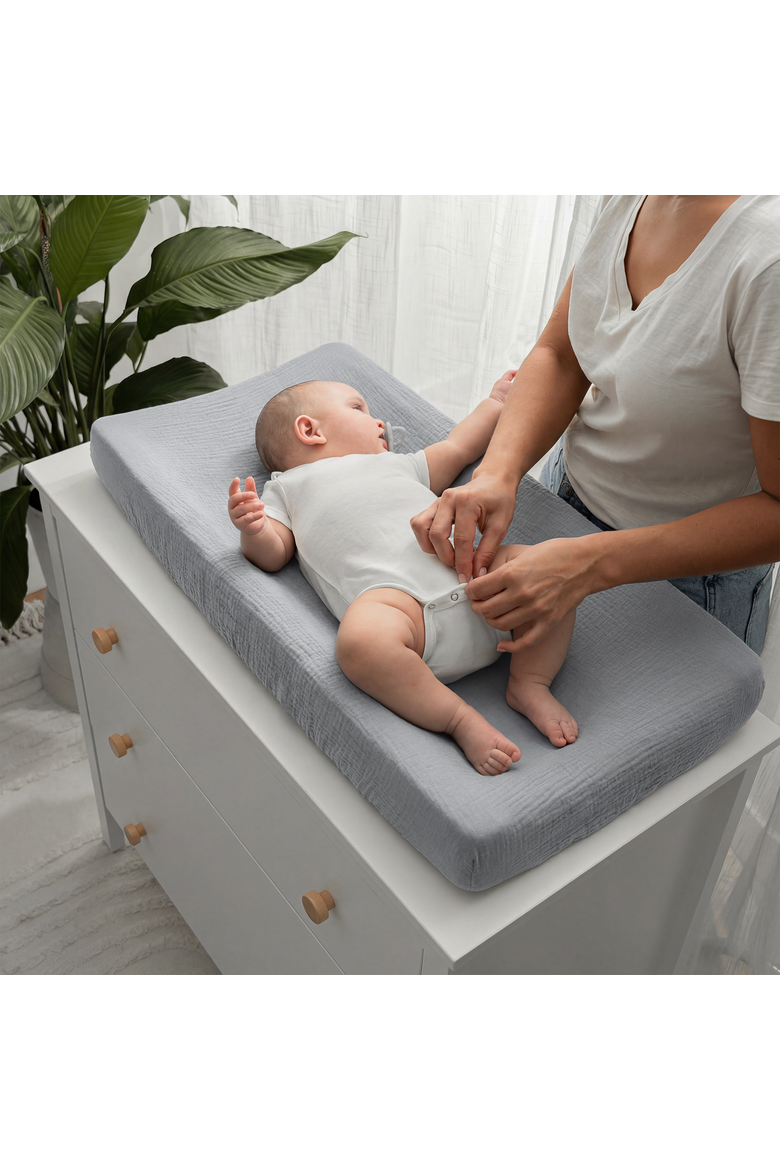Muslin Changing Pad Cover, Pack of 2, Alternate, color, Pacific Blue and Heather