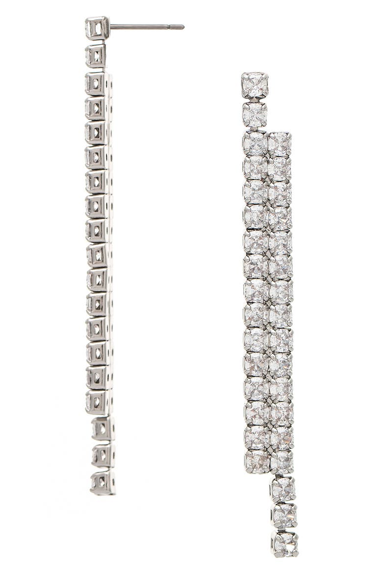 Cubic Zirconia Drop Earrings, Main, color, WHITE RHODIUM CZ
