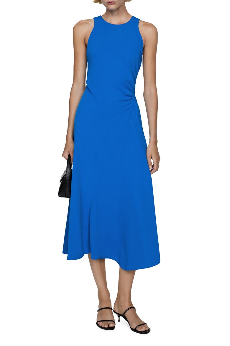 Gathered Sleeveless Maxi Dress, Main, color, BLUE