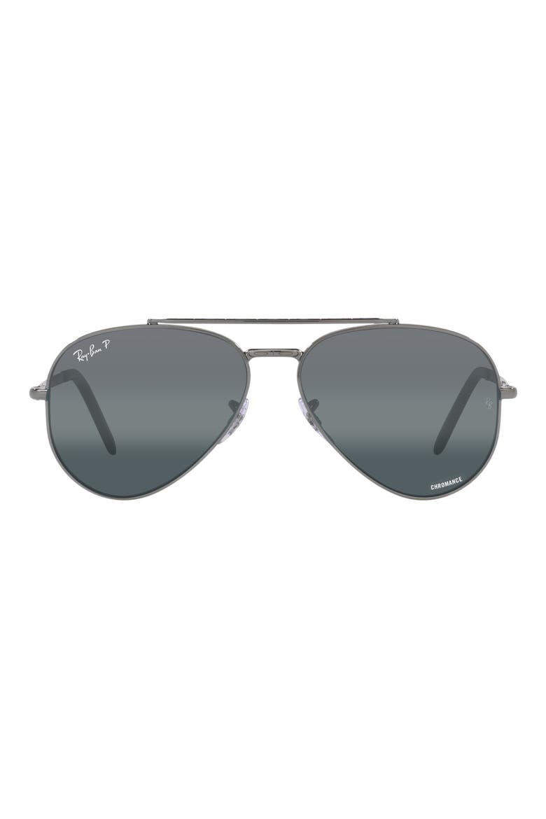 New Aviator 58mm Polarized Pilot Sunglasses, Main, color, GUNMETAL