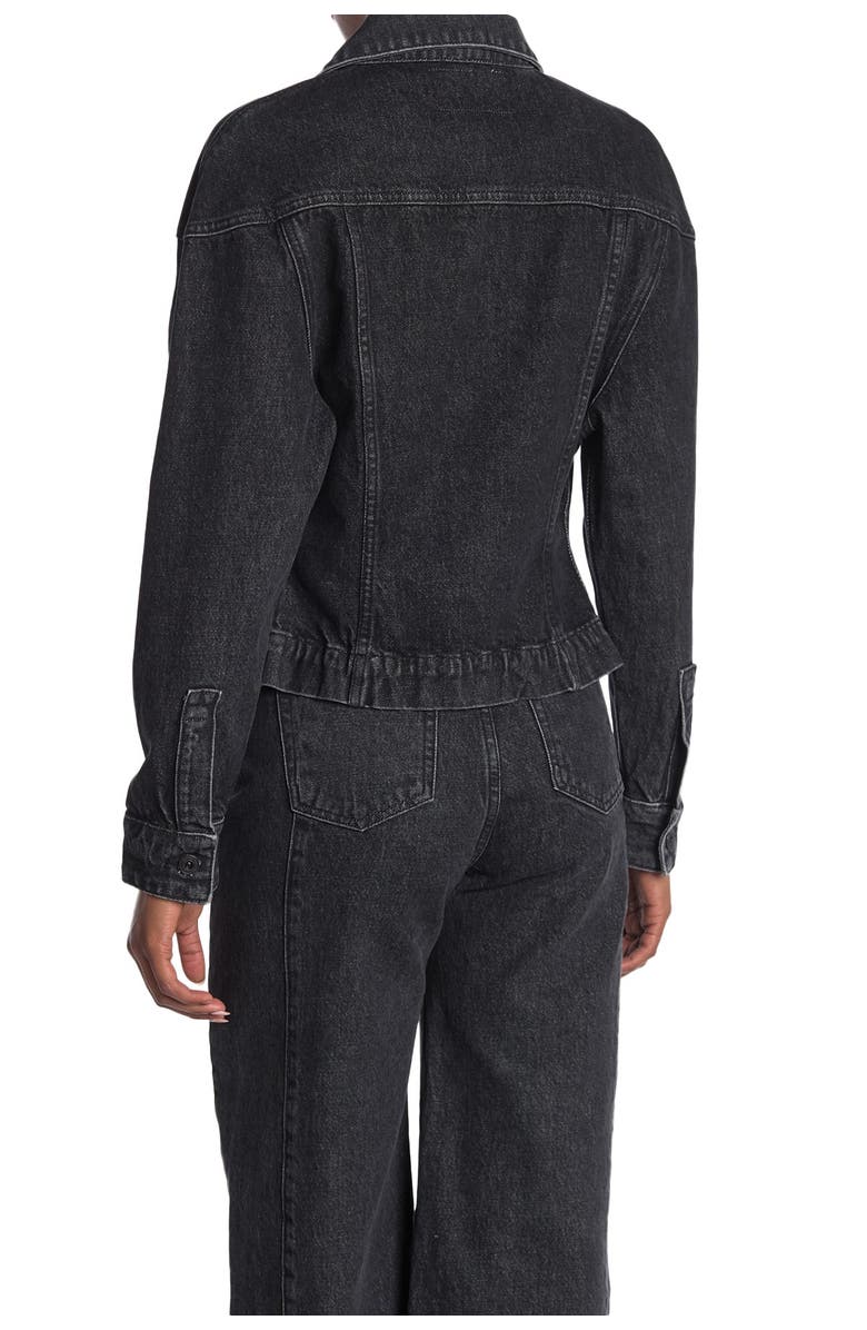 Proenza Schouler Washed Nipped Waist Denim Trucker Jacket, Alternate, color, 