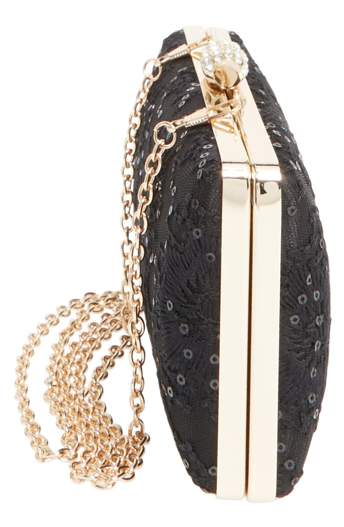'Noelle' Lace Clutch, Alternate, color, BLACK