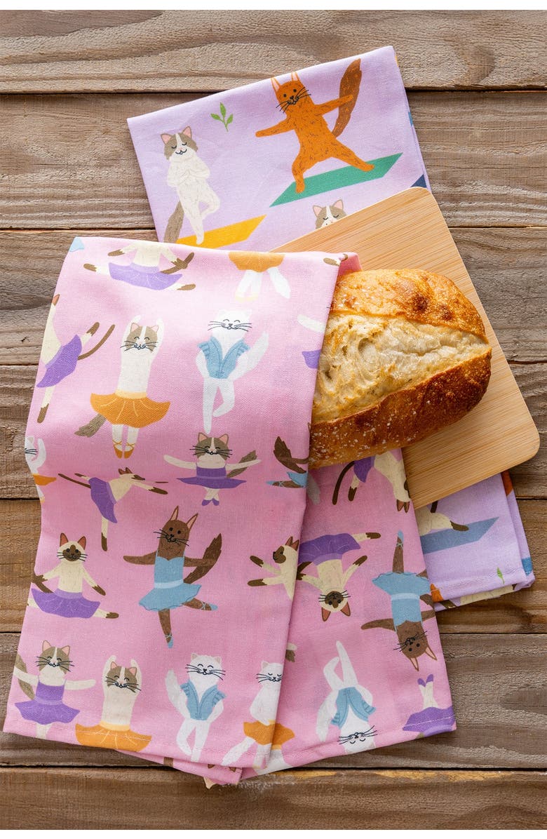 Cattington Cat Kitchen Towels - Pirouettes, Poses, and Purrs, Alternate, color, Pirouettes, Poses, And Purrs