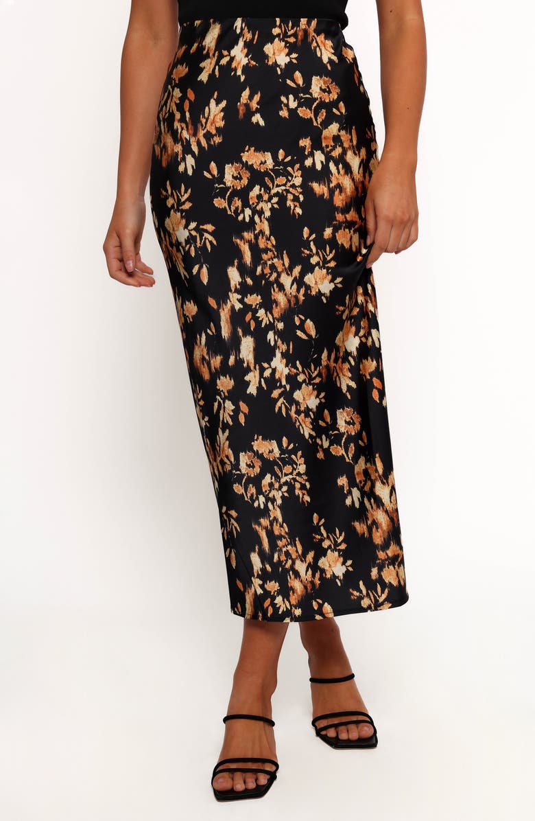 Petal & Pup Kenna Satin Midi Skirt, Main, color, 