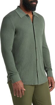 Goodlife Mini Waffle Long Button-Up Shirt