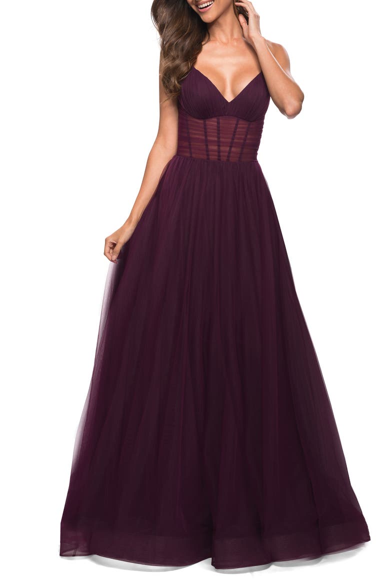 Tulle Ballgown, Main, color, DARK BERRY