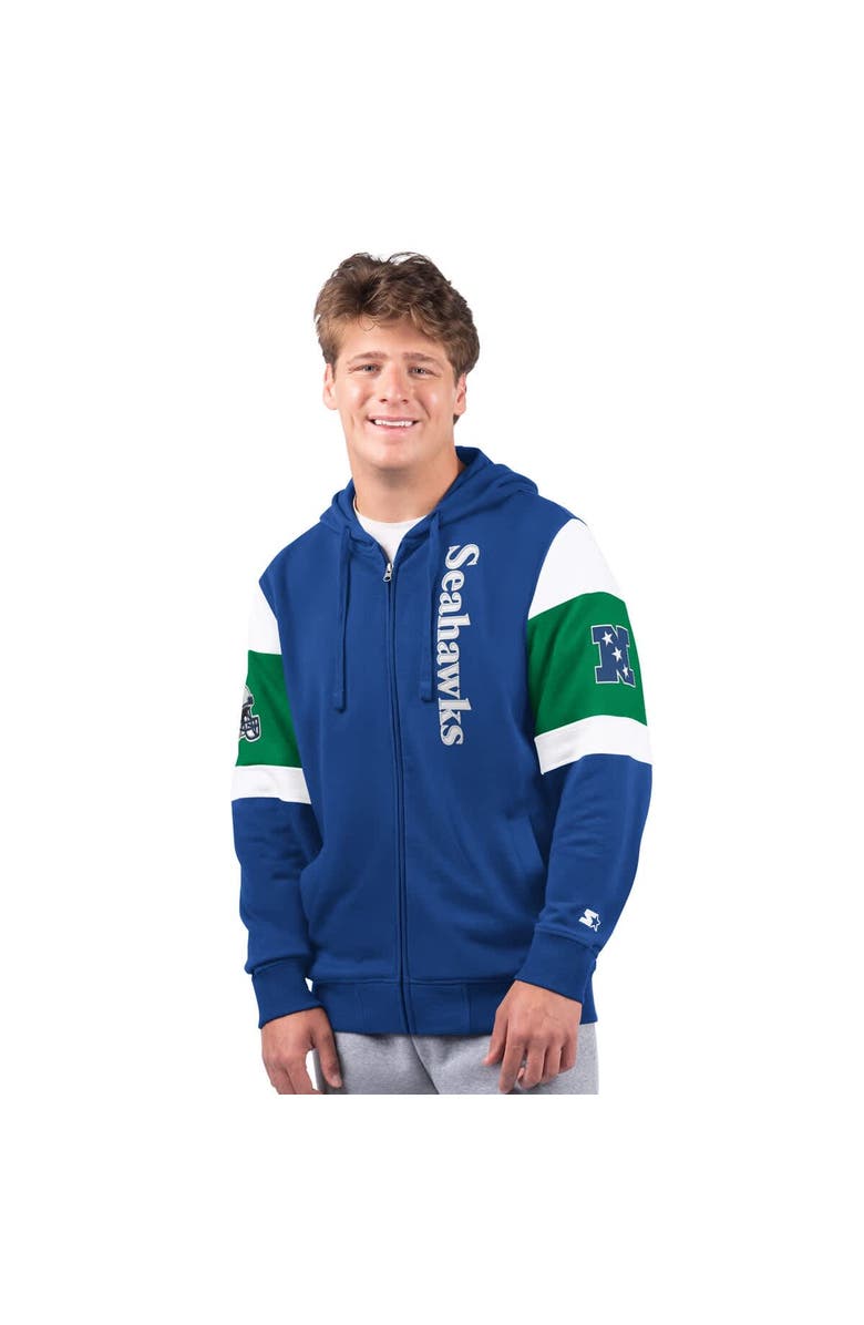 STARTER Men's Starter Royal Seattle Seahawks Extreme Vintage Logo Full-Zip Hoodie, Main, color, Royal