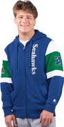 STARTER Men's Starter Royal Seattle Seahawks Extreme Vintage Logo Full-Zip Hoodie