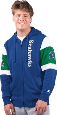 STARTER Men's Starter Royal Seattle Seahawks Extreme Vintage Logo Full-Zip Hoodie