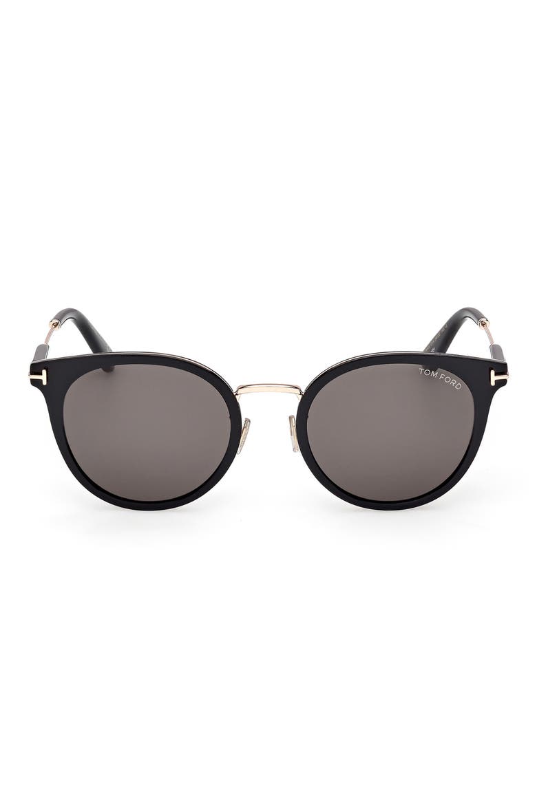 54mm Round Sunglasses, Main, color, BLACK ROSE GOLD / SMOKE