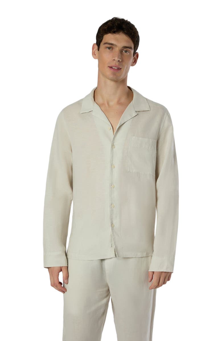 Onia Linen Home Long Sleeve Camp Shirt, Main, color, Stone