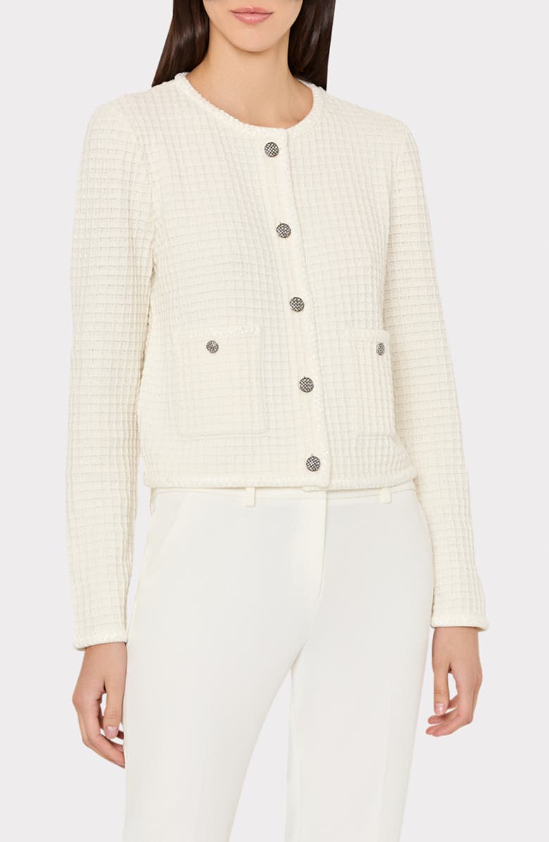 Milly Sade Textured Cardigan, Main, color, Ivory
