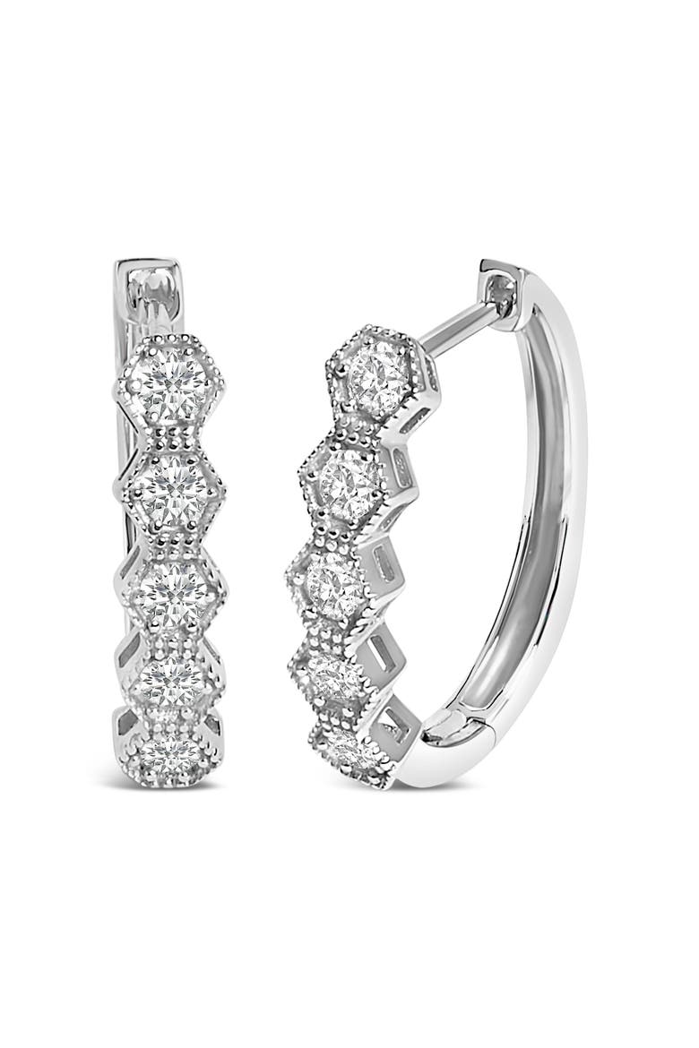 14K Gold 1/2 Ct Diamond Earring Zig-Zagging Geometric Hoop Earrings, Main, color, White