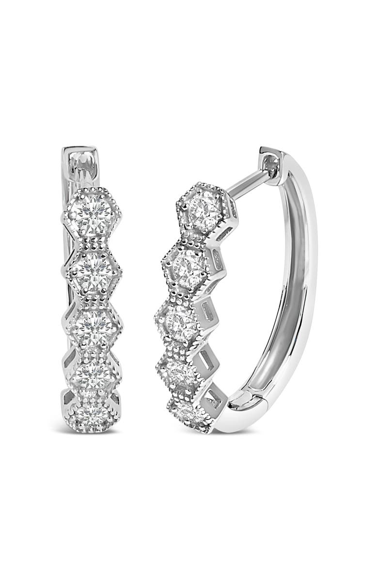 Haus of Brilliance 14K Gold 1/2 Ct Diamond Earring Zig-Zagging Geometric Hoop Earrings, Main, color, White