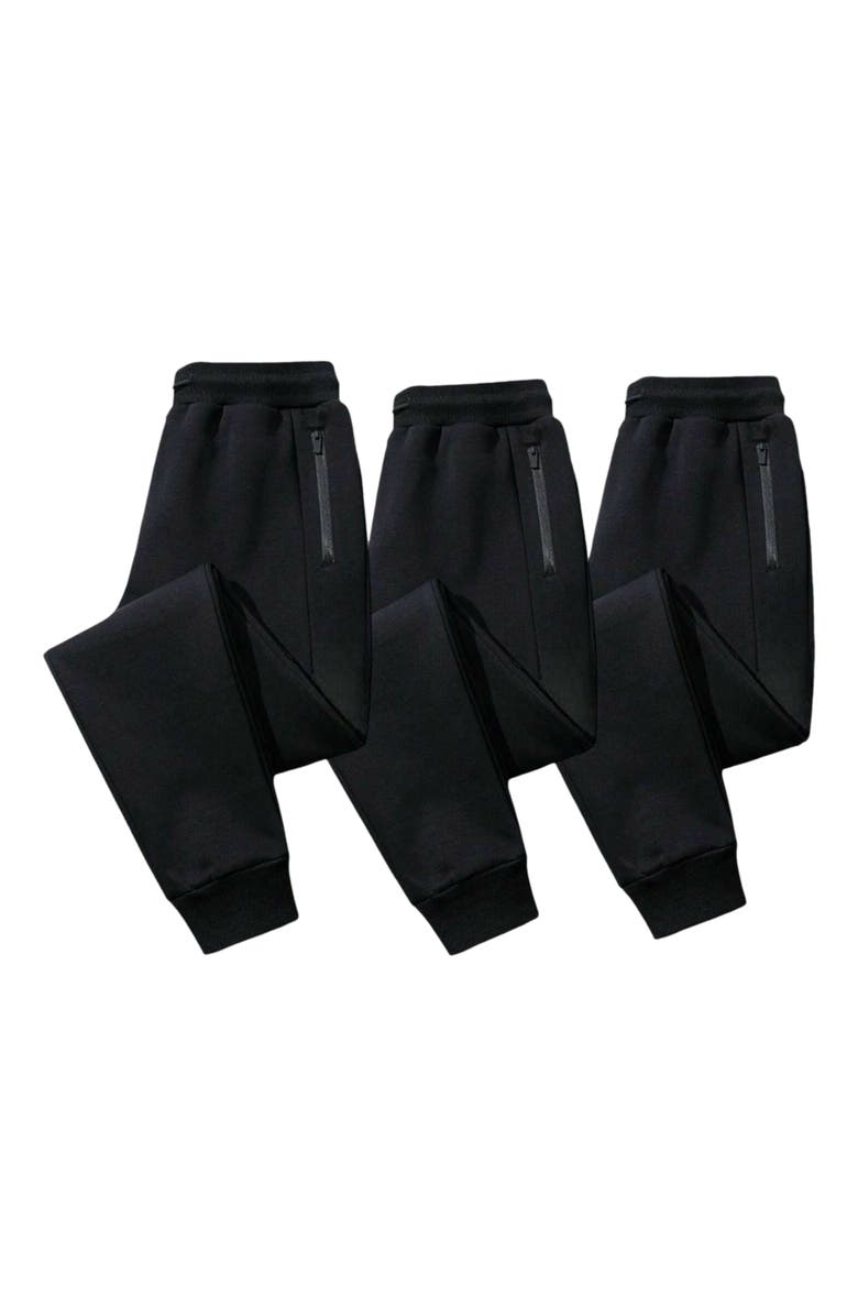 BenBen 3 Pack Mens Ultra Soft Zipper Joggers, Alternate, color, Black/Charcoal/Heather Grey