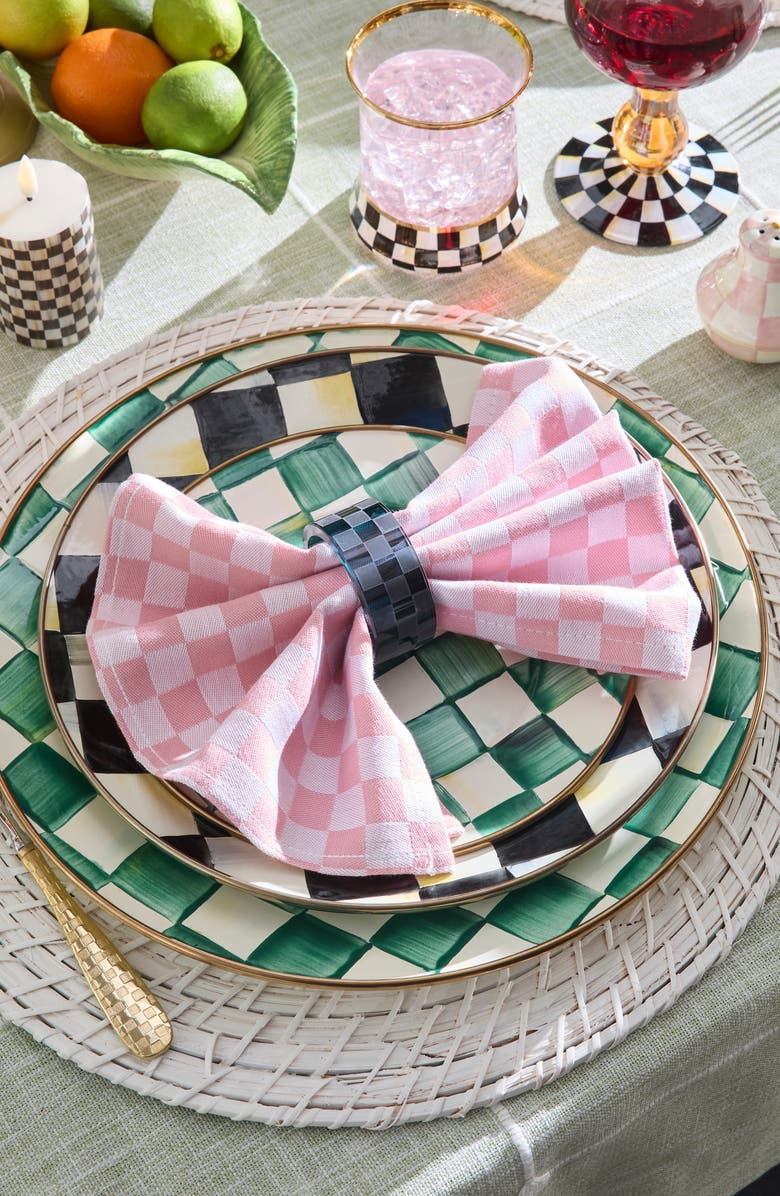 MACKENZIE CHILDS Pink Check Set of 4 Napkins, Alternate, color, Pink