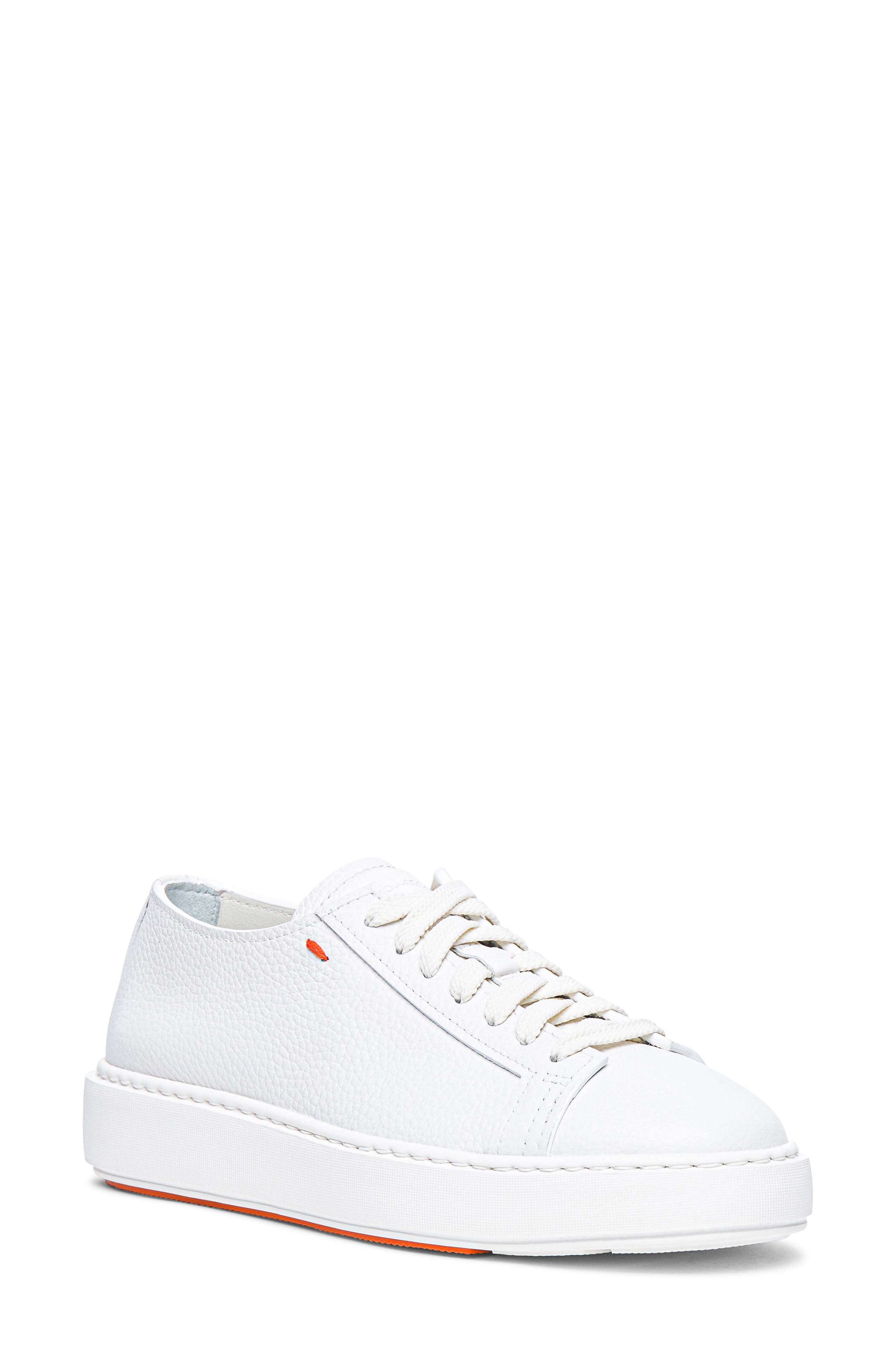 Women's Anginal White Tumbled Leather Sneaker, Main, color, WHITE