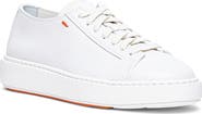 Santoni Women's Anginal White Tumbled Leather Sneaker