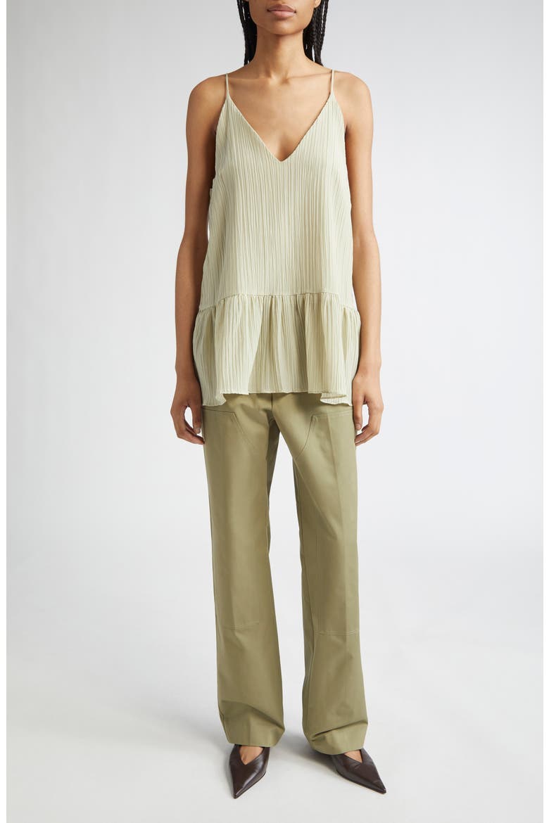 Lily Parchment Textured Organic Cotton & Organic Silk Peplum Top, Alternate, color, LIME BLOSSOM
