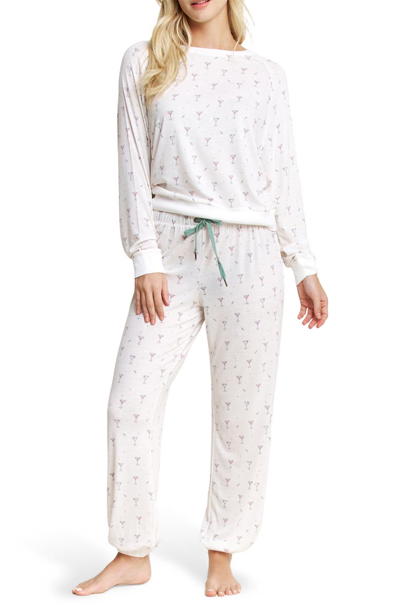 Honeydew Star Seeker Brushed Jersey Pajamas, Main, color, Ivory Martinis
