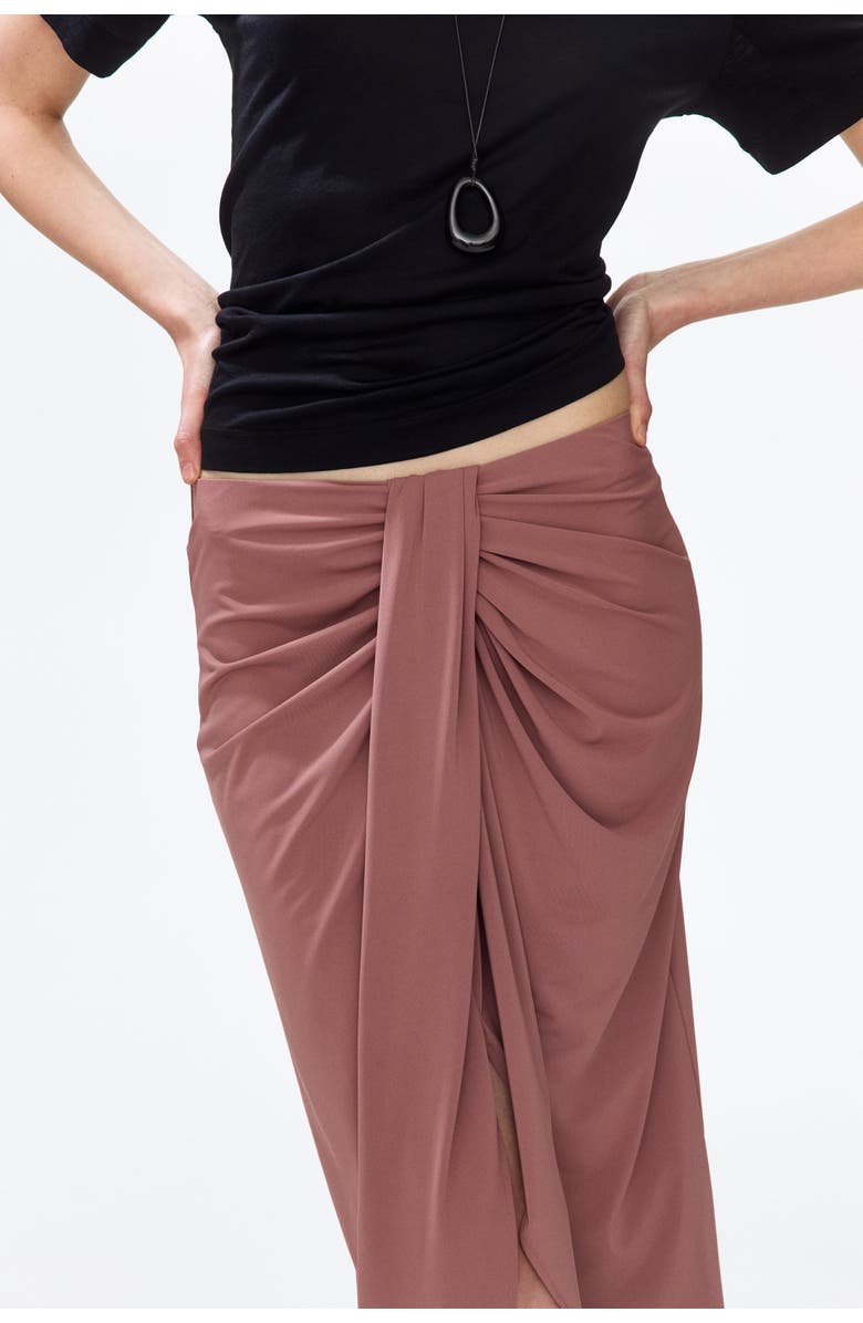 H&M Draped Jersey Skirt, Alternate, color, Dark Dusty Pink