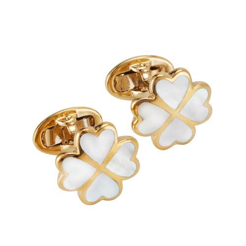 Jan Leslie Four Leaf Clover Sterling Silver Gold Vermeil Cufflinks In Gold