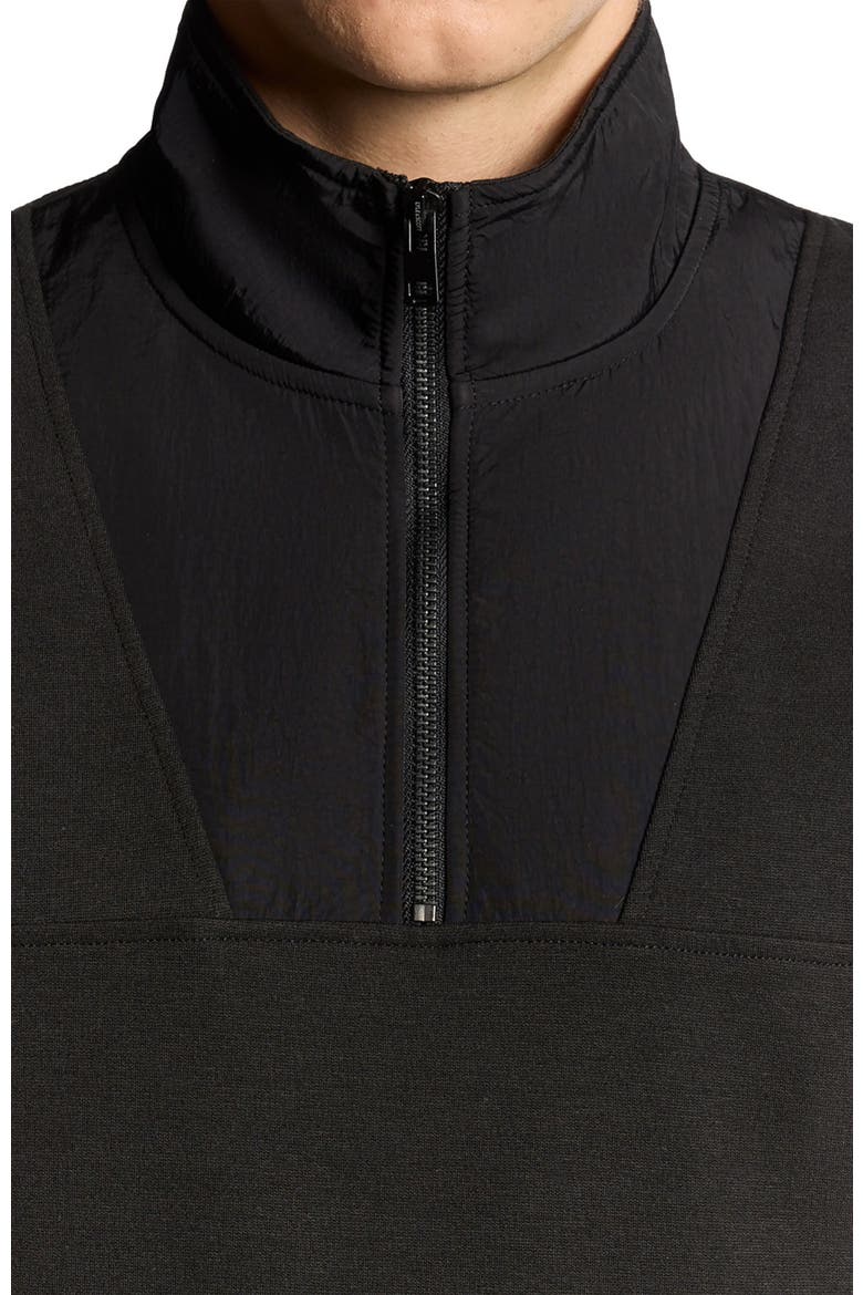 Panelled Hybrid Quarter Zip Sweatshirt, Alternate, color, Black Ice