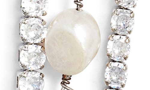 Vidakush Freshwater Pearl & Cubic Zirconia Layered Choker In Silver
