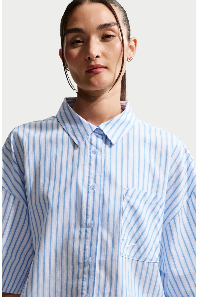Striped Boxy Cropped Shirt, Alternate, color, LIGHT PHOTO BLUE