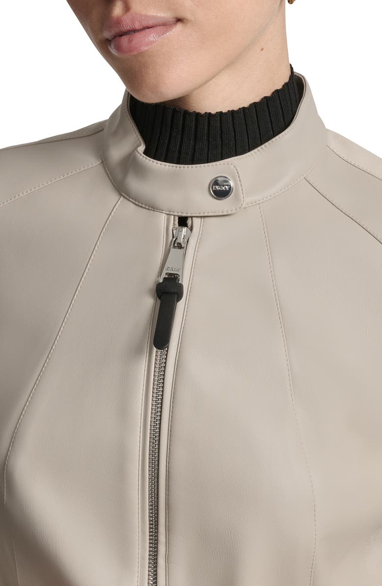 DKNY Faux Leather Moto Jacket, Alternate, color, Stone