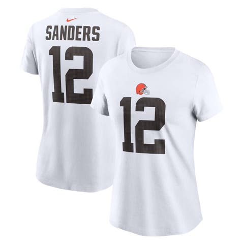 Women's Nike Shedeur Sanders White Cleveland Browns 2025 NFL Draft Name & Number T-Shirt
