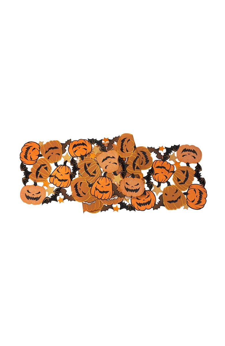 C&F Home Jack O' Lantern & Bat Table Runner 14" x 68", Main, color, Orange
