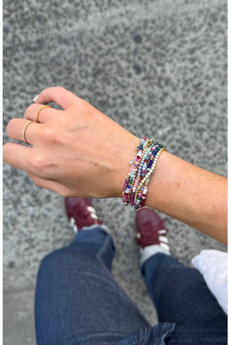 Indya Assorted 5-Pack Semiprecious Stone Bracelets, Alternate, color, PINK MULTI