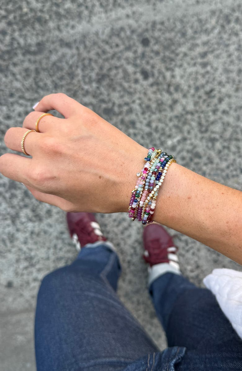 BaubleBar Indya Assorted 5-Pack Semiprecious Stone Bracelets, Alternate, color, Pink Multi