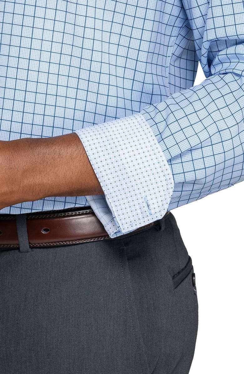 W.R.K Regular Fit Blue Check Performance Dress Shirt, Alternate, color, White/ Blue