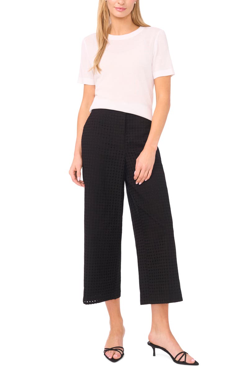 Halogen<sup>®</sup> Eyelet Crop Straight Leg Pants, Alternate, color, Rich Black 060