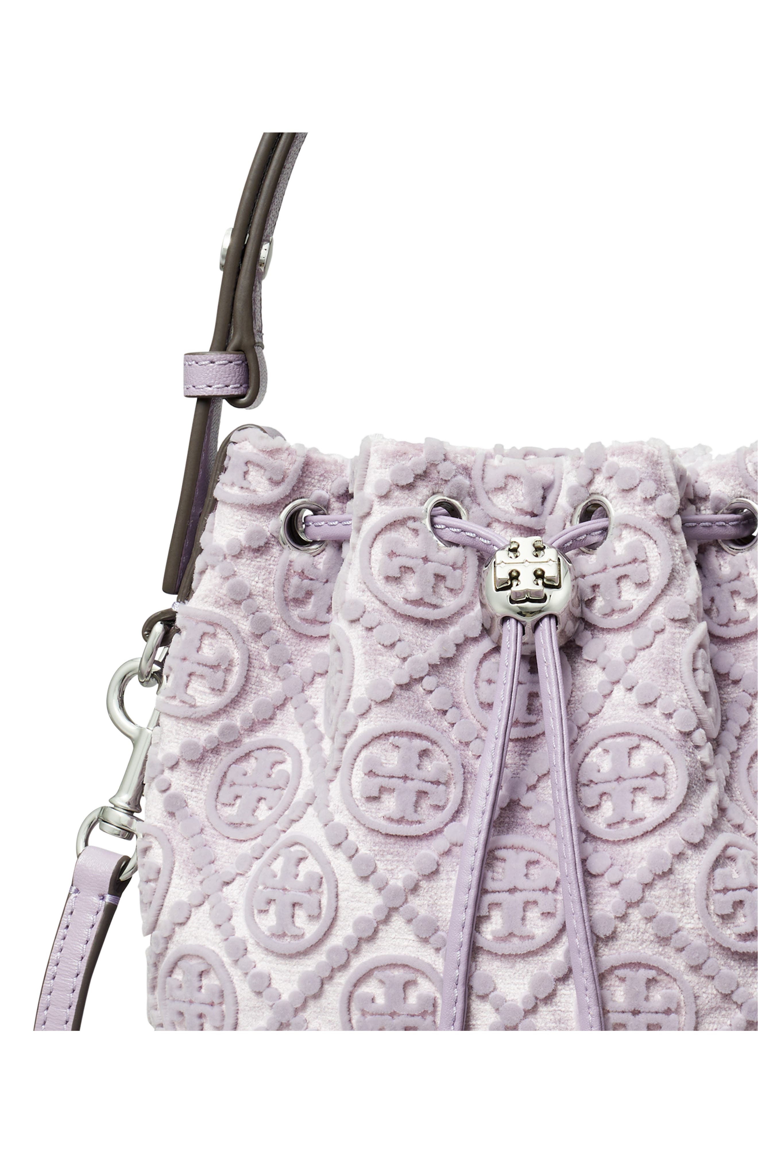 Tory Burch Mini T Monogram Fil Coupé Bucket Bag, Alternate, color, 