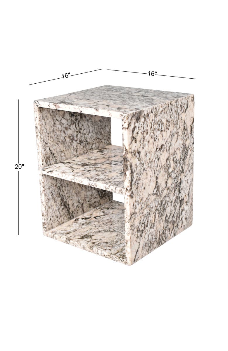 JONATHAN Y Sloane 20" Modern Natural Marble Handmade Rectangular 2-Shelf End Table, Alternate, color, Beige/Dark Taupe