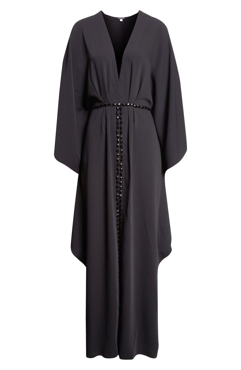 Johanna Ortiz Sombreando Embellished Crepe Tunic Dress, Alternate, color, Black