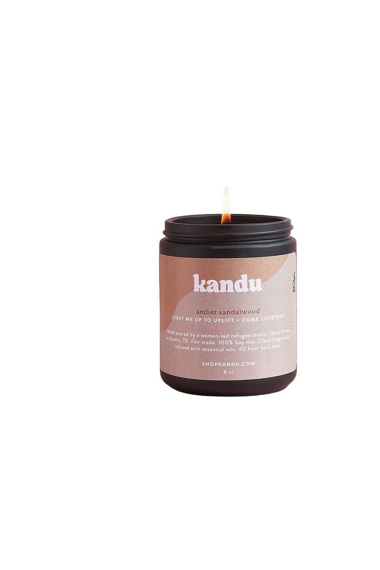 Amber Sandalwood 8 Oz Candle, Main, color, No Color