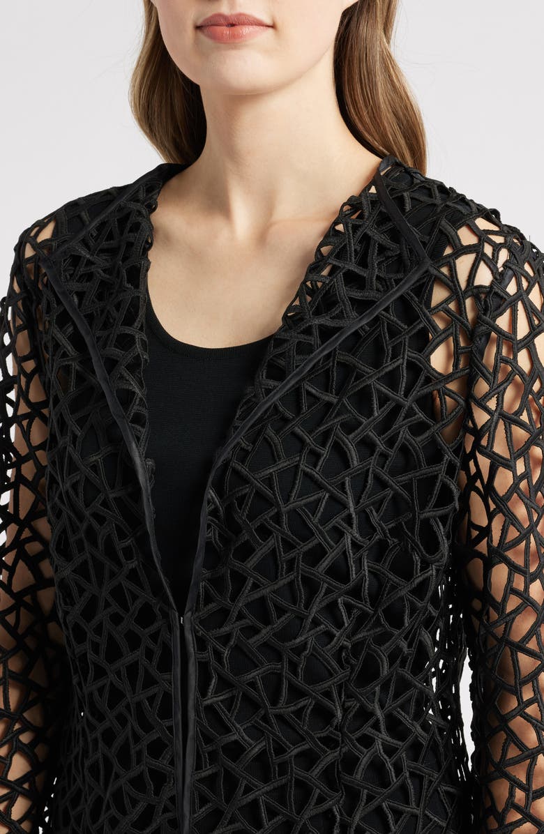 Ming Wang Geometric Cutout Jacket, Alternate, color, Black