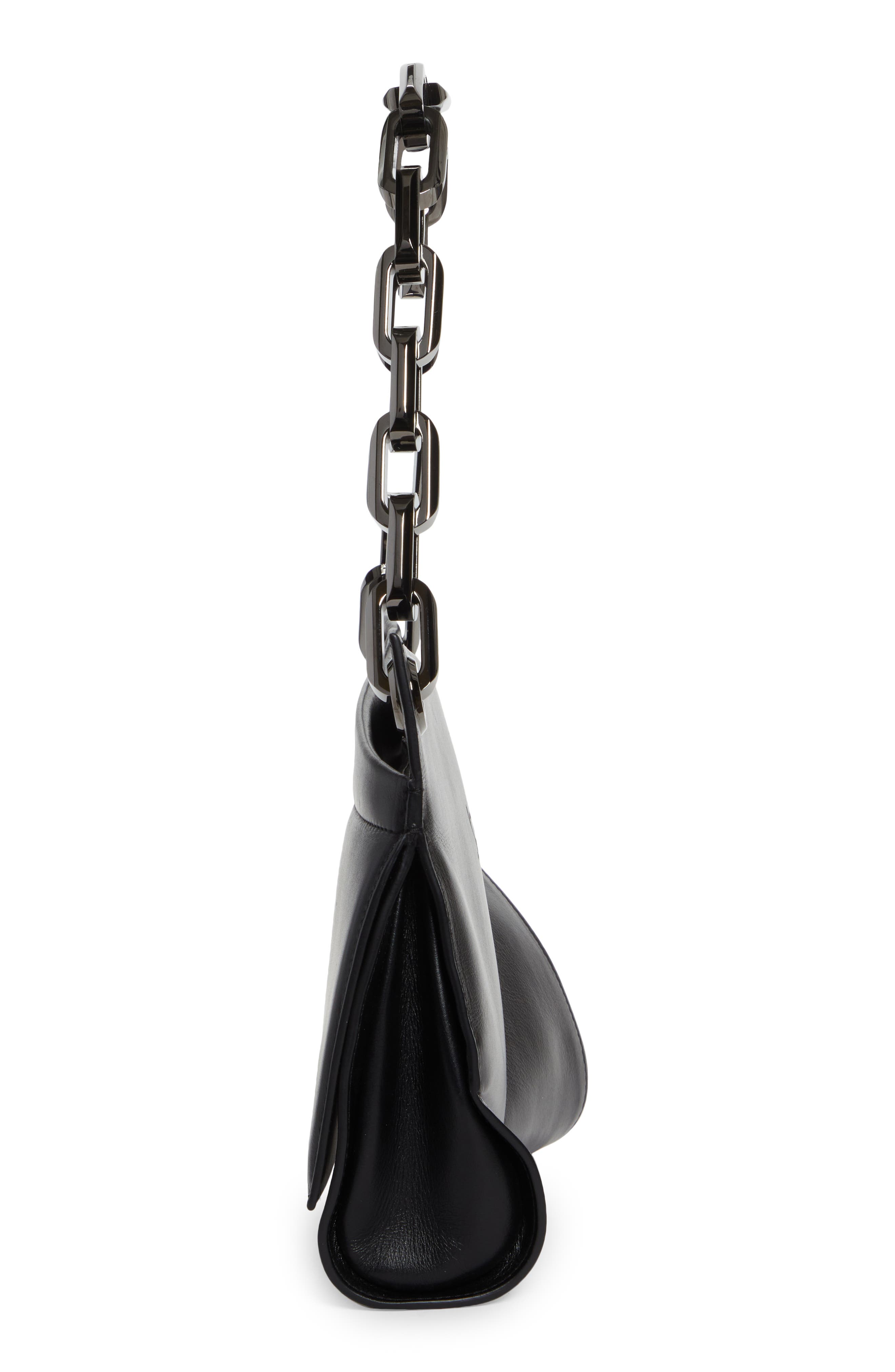 Loubitwist Chain Leather Shoulder Bag, Alternate, color, B078 BLACK/ GUN METAL