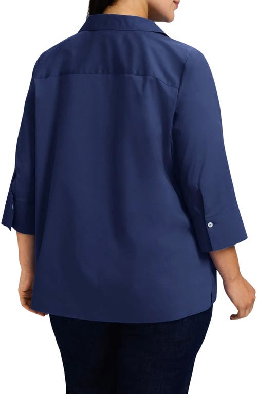 Foxcroft Julia Stretch Cotton Blend Shirt In Navy