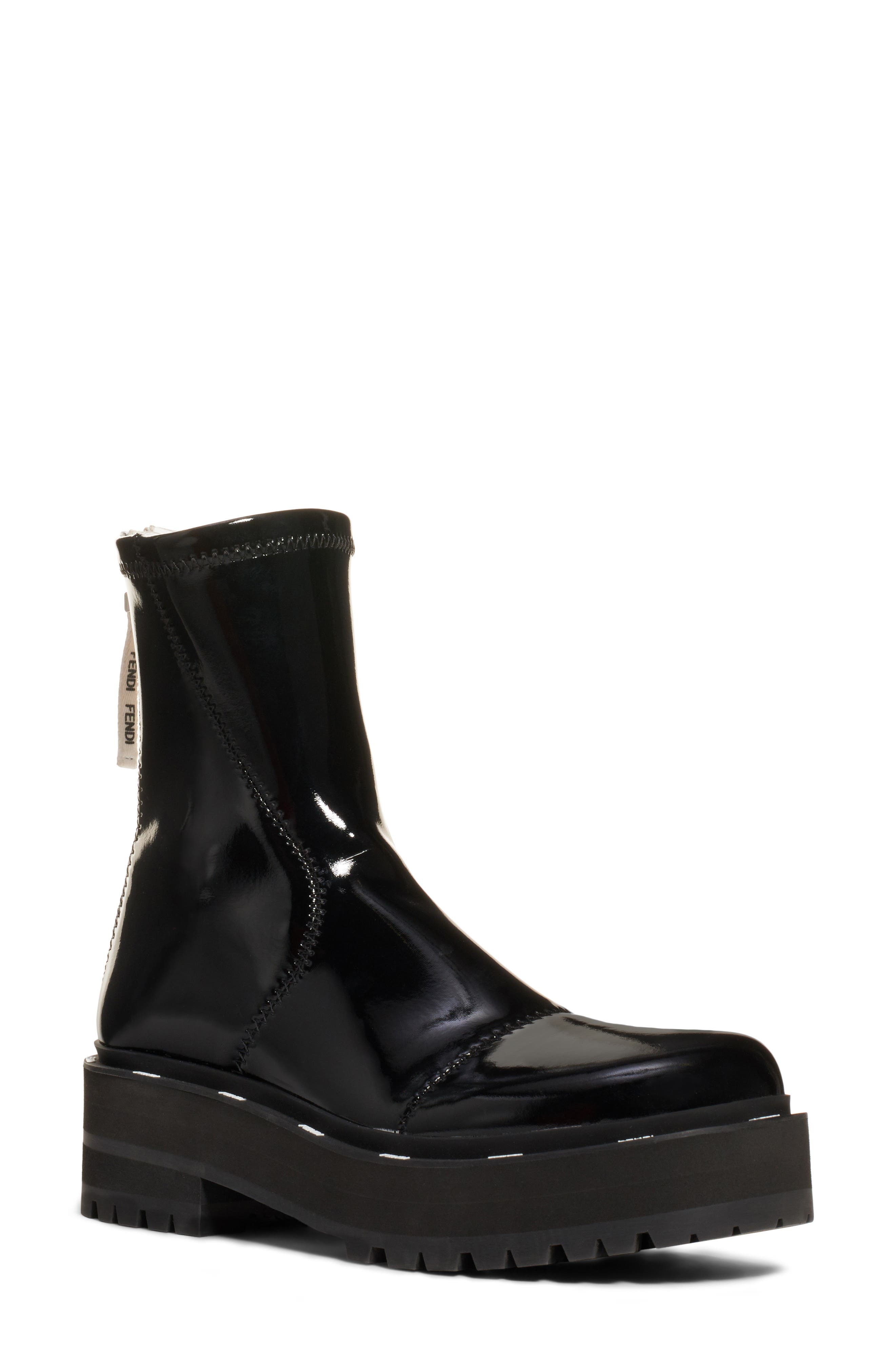 Fendi Zip Patent Combat Boot, Main, color, 