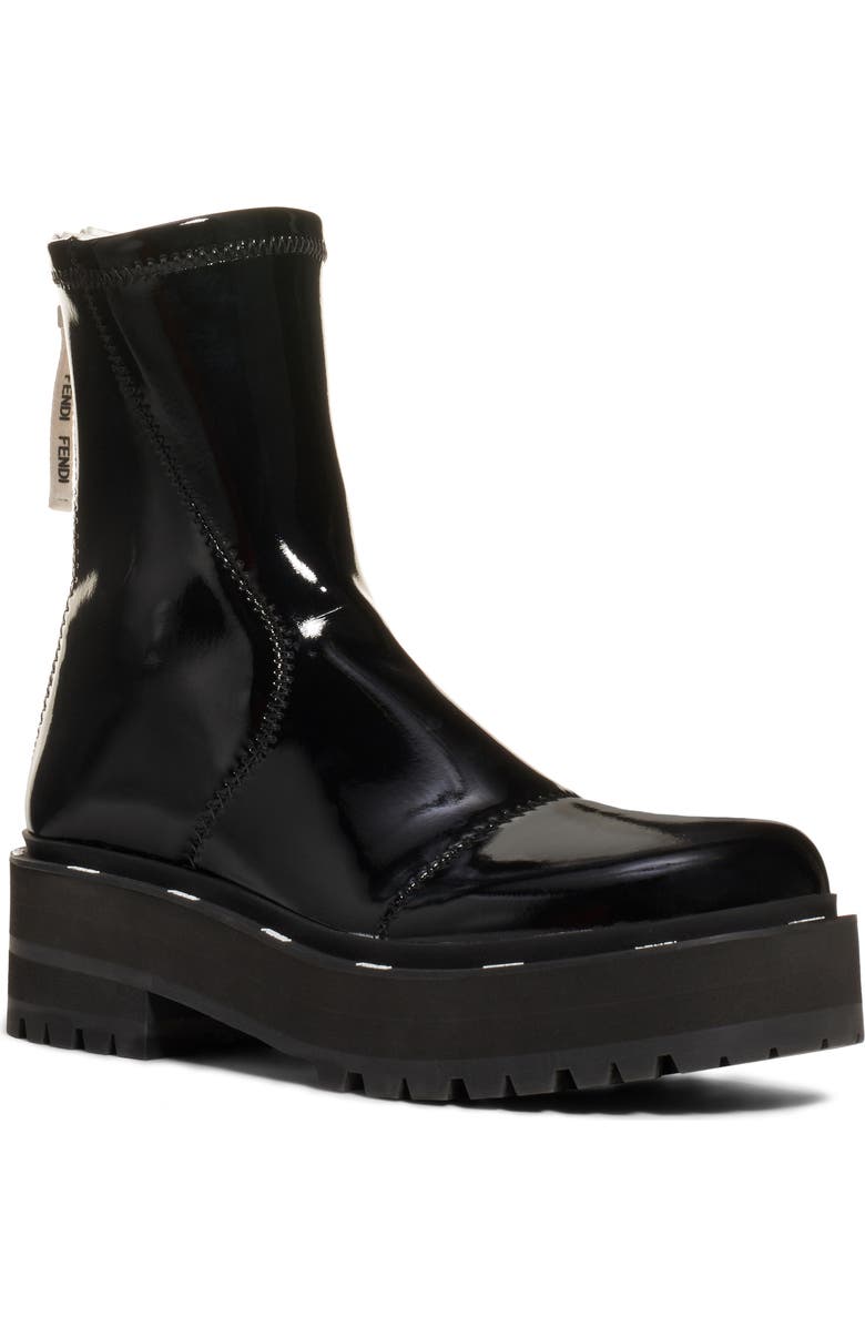 Fendi Zip Patent Combat Boot, Main, color,