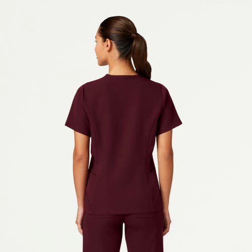 Jaanuu 2-pocket Tailored V-neck Scrub Top In Burgundy